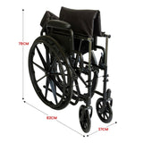 Orthonica 24in Foldable Steel Wheelchair in Black Steel Frame Heavy-Duty Disability Aid WCR-MAS-025-BK
