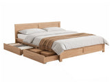 Artiss Double Bed Frame with 2 Drawers Bedroom Furniture WBED-F-OATMEAL-D-NA-DRAW