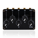 Audio Mixer, 4 Input 1 Output Low Noise Sound Board Console Portable Passive Stereo Audio Mixer V1192-AZ-W-14518