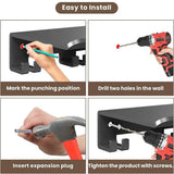 Floating Shelf Home Gym Weight wall Storage Equipment Hanger Metal Rack Holder Wall Mount with Hooks V1192-AZ-W-6959