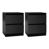 Artiss 2x Bedside Table 2 Drawers - PEPE Black FURNI-E-PURE-BKX2