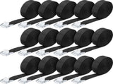 15 Pack 6.5 Feet Lashing Straps Adjustable Kayaks Tie Down Cam Buckle with Buckles up to 250lbs for V1259-DP01-A-5524