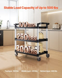VEVOR Heavy Duty Utility Cart 500 lbs Capacity 3-tier Service Cart with Wheels V952-SXSYTCDHHS3CWUDT9V0