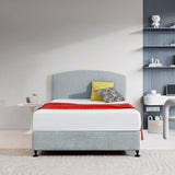 Linen Fabric Double Bed Curved Headboard Bedhead - Stone Grey 839741