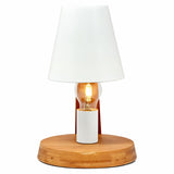 32cm Wooden Base Modern Desk Table Lamp Light Metal Shade Designer - White V563-75138