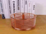 17x17x13cm Rose Gold Metal Mesh Desk Organizer Office Supplies Storage V1258-DP02-BOL-594