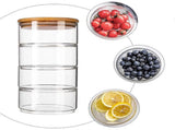 4pcs Stackable Glass Jars with Lid Storage Bowls for Fruit Salad Family Use V1263-JX-5940