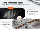 1/8 Stainless Steel Cable Railing 500ft, Wire Rope 316 Marine Grade, Braided Aircraft Cable 7x7 V952-316GSS7X700000001V0