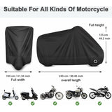 Motorcycle Cover Waterproof, Cold And Weather Resistant 190T Black Protects From Dust V1188-MS-227-1577