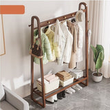 Dark Wood 160x100cm Clothes Rack Slim Stylish Space Saving V63-840821
