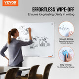 Magnetic Glass Whiteboard, Dry Erase Board 36"x24", Wall-Mounted Large White Glassboard Frameless, V952-CXGCBLBGHBL3CGGHBV0