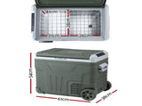 Portable Fridge 50L Camping Bar Fridges Freezer 12V/24V/240V PFN-A-50-WHEEL-GR
