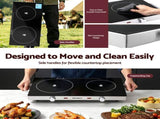 Devanti Portable Ceramic Cooktop Dual Burner Electric Hot Plate 2800W Black CCT-B-SD-2B-2Z-TOUCH-BK