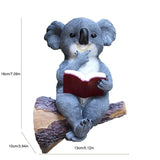 Sitting Koala Tree Hugger with Solar LED Light, Koala Reading Book Garden Statue, Resin Animal V1366-AZ2-W-06063