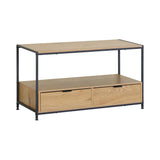 CARLA HOME Coffee Table with 2 Drawers - Open Shelf - Brown - Rustic - Steel - Living Room Bedroom V178-36449