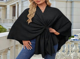 Women'S Elegant Shawl Wraps Soft Open Front Poncho Sweater for Spring Fall Winter Navy One Size V1369-AZ3-W-11554