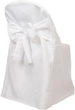 Efavormart 10 Pack White Linen Polyester Folding Chair Covers for Party Dining Chairs Reusable V1258-DP02-C-3140