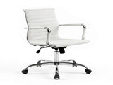 Artiss Office Chair Conference Chairs PU Leather Mid Back White OCHAIR-H-8147-WH