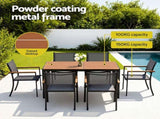 Gardeon 7PCS Outdoor Dining Set Table and Chairs Patio Garden Furniture Bistro Set FF-DINING-7PLW-BK-ABC