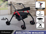 Orthonica Foldable Mobility Steel Rollator 136kg Max Capacity Red FRW-MAS-029-RD