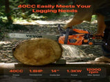 40 cc Gas Chainsaw, 355 mm Gas Powered Chainsaw, 1.3 kW Power Chain Saw with Non-Slip Handle, V952-RQLJ14INCHEC4M9U6001V0
