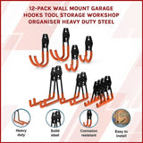 12-Pack Wall Mount Garage Hooks Tool Storage Workshop Organiser Heavy Duty Steel V63-827291