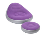 Inflatable Lounge with Foot Stool PVC Flocking Folding Inflatable Couch Blow Up Lounger Sofa V1294-YM0901-3116250000512