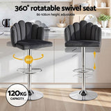 Artiss Bar Stool X4 Kitchen Dining Counter Gaslift Chair Adjustable Velvet Grey BA-B-B08-VEL-GYX4