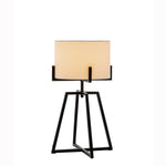 Modern Scandi Metal Dimmable Table Desk Lamp Light w/ Linen Shade - Matte Black V563-75182