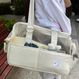 Cream Style Pet Tote Bag Breathable Mesh, Anti-Sag Base, L Size for Cats & Dogs, Detachable Strap, V1232-LXB-GG-001