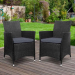 Gardeon Outdoor Dining Chairs Patio Furniture Wicker Garden Cushion Idris 2PC ODF-CHAIR-630-BK-2X