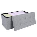 SONGMICS 76cm Folding Storage Ottoman Bench Foot Rest Stool Light Gray V227-8498402106080