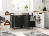 Laundry Hamper Basket Metal Laundry Organizer with MDF Shelf and 2 Waterproof Pull-Out Removable V985-LAUNDRYHAMPER