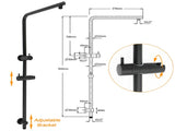 Matt Black Round 10" Rain Shower Head Brass Handheld Slide Rail Riser Arm Mixer Set V1233-C4902B22PHT006CBKSR110BKRD201B