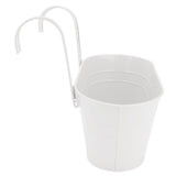 Hanging Flower Planter Iron Bucket Flower Pot Holder with Detachable Hook for Garden DecorWhite V1294-YM0901-3111210139011