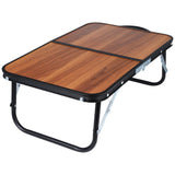 Compact Mini Camping Table, Walnut Wood Folding Side Low Table for Camp, Portable Table for Picnic V1369-AZ3-W-08548
