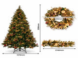 Christabelle Deluxe Mountain Pine 3pc Set 7.5ft Pre-lit Tree 61cm Wreath 2.74m Garland LED Ligh CMB-SENDMP75-WG
