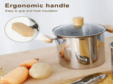 Stainless Steel Deep Fryer Pot, 4000ml Tempura Pot with Strainer Basket Wood Handles for Fried Food V1188-MS-721-316