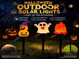 Halloween Solar Pathway Lights Set, 3 Spooky Designs Including Pumpkin with Witch Hat, Cute Ghost, V1341-ZY-NXU5E5RY-GHOST-2PCS