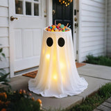 Large Lighted Halloween Ghost Candy Bowl,21.65in Draping Fabric Bowl with Remote Timer and Weighted V1369-AZ3-W-14751