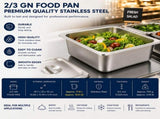 Commercial Stainless Steel GN 2/3 150mm Deep Gastronorm Bain Marie Buffet Steam Table Food Pan with V324-2-3GNPAN-15CM-WLID