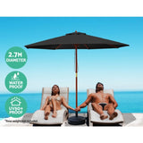 Instahut 2.7m Outdoor Umbrella w/Base Pole Umbrellas Garden Sun Stand Deck Black UMB-POLE-27-R-BK-BASE