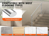 Handrails for Outdoor Steps, 70.9in Length 2 Crossbars Stair Hand Rail Kit, Transitional Stainless V952-BXGSLZFS180CXMYZKV0