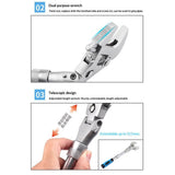 5 in 1 Flex Head Adjustable Wrench, Reversible Jaw Pipe Wrench with Retractable Extension Shank and V1192-AZ-W-0819