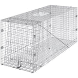 Live Animal Cage Trap, 50" x 20" x 26" Humane Cat Trap Galvanized Iron, Folding Animal Trap with V952-YBL50YC00000VGIXYV0
