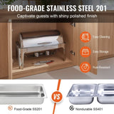 VEVOR Roll Top Chafing Dish Buffet Complete Set, 7.5L Stainless Steel Chafer with Full Size Pan, V952-ZFXFGCL1JTZF5Y4C1V0