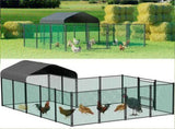 Chicken Run Coop 304.8 x 396.24 cm Covered Poultry Rabbit Hen Cage with Feeding Door V178-59381