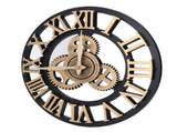 Large 3D Retro Wall Clock 34CM Vintage Wooden Gear Wall Clock Numerals Industrial Style Clocks for V1294-YM0901-3115240034511