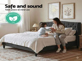 Artiss Queen Bed Frame Wingback Headboard Charcoal Grey Linen Upholstered Platform Bed Base BFRAME-G-PIER-Q-CA-ABC