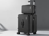 Wanderlite 2pcs Trunk Luggage Suitcase Travel Carry On TSA Lock 12" 20" Black LUG-ABS-TRUK-12-20-BK